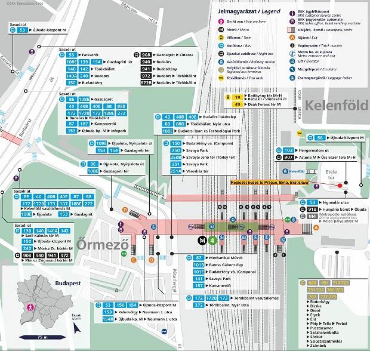 карта метро Будапешта kelenfoe 