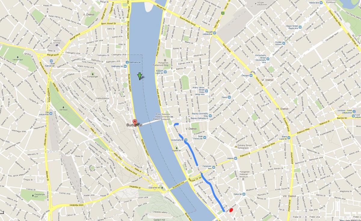 карту вуліца Ваці Будапешт
