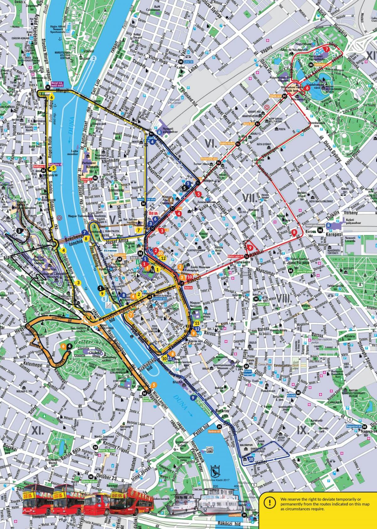 Будапешт аўтобусны тур, карта