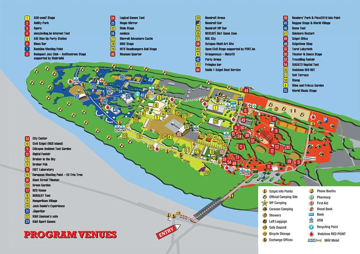 карта Sziget у Будапешце