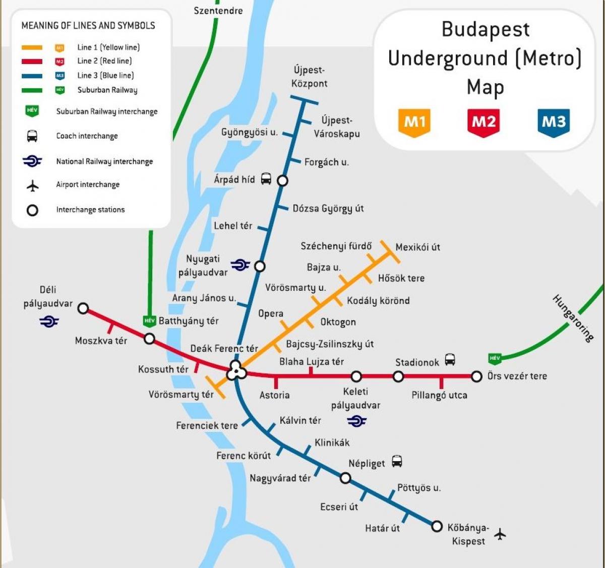 карта метро Будапешта, Венгрыя